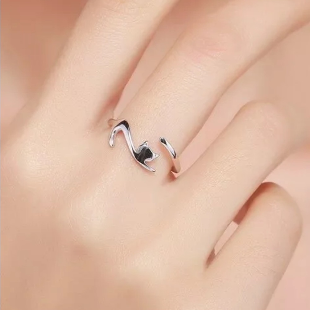New women's simple silver cat adjustable ring - Picture 3 of 4